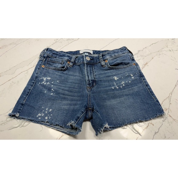Dear John Pants - Dear John Gigi High Rise Denim Shorts Surfliner Paint Splatter Blue Size 27